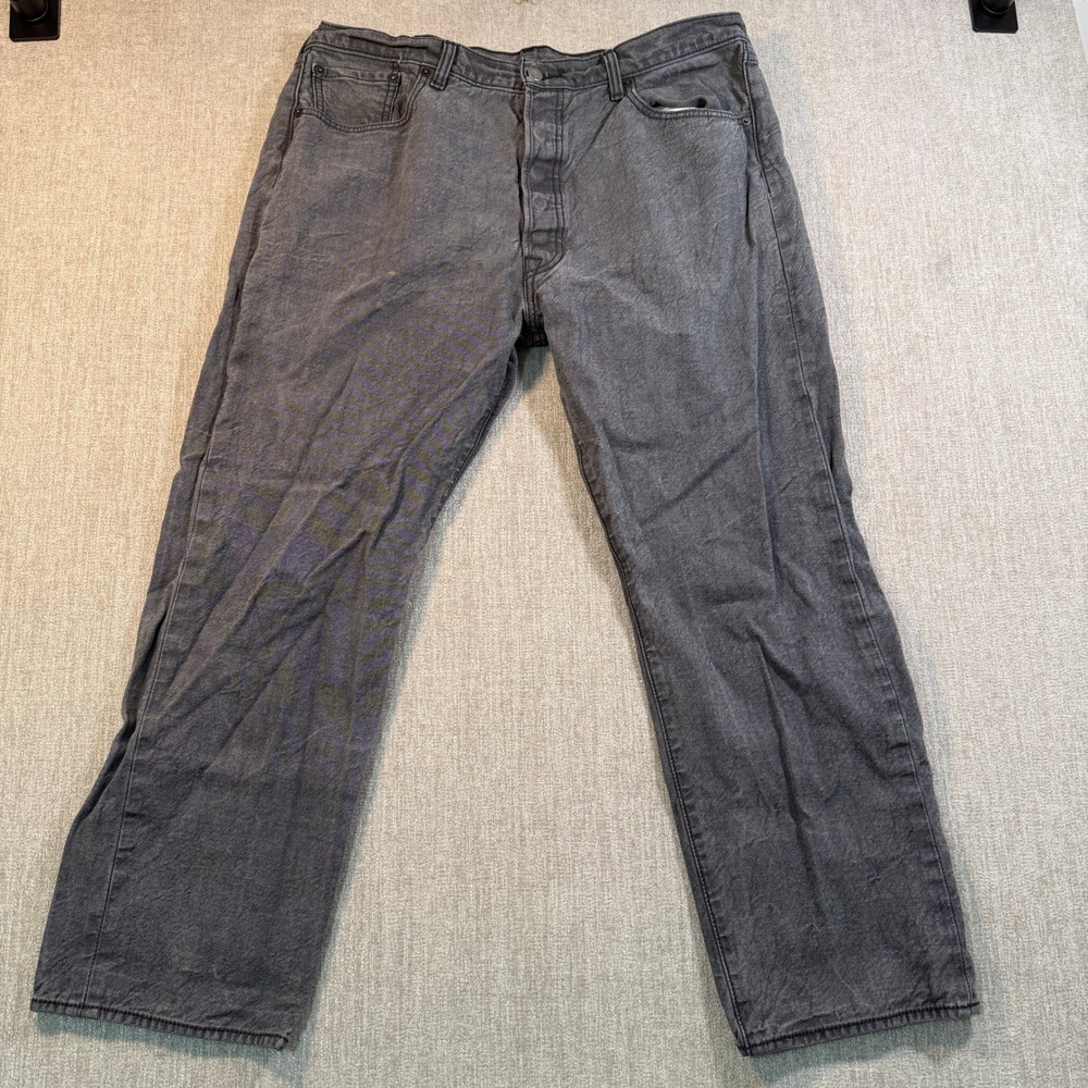 Levis 501 Original Fit Gray Button Fly Straight Leg Denim Jeans Mens 38x30